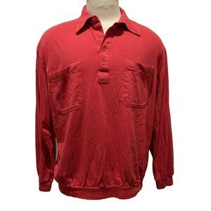 Vintage John Blair Collared 4-Button Polo Long Sleeve Shirt X-LG TL 2 Pockets
